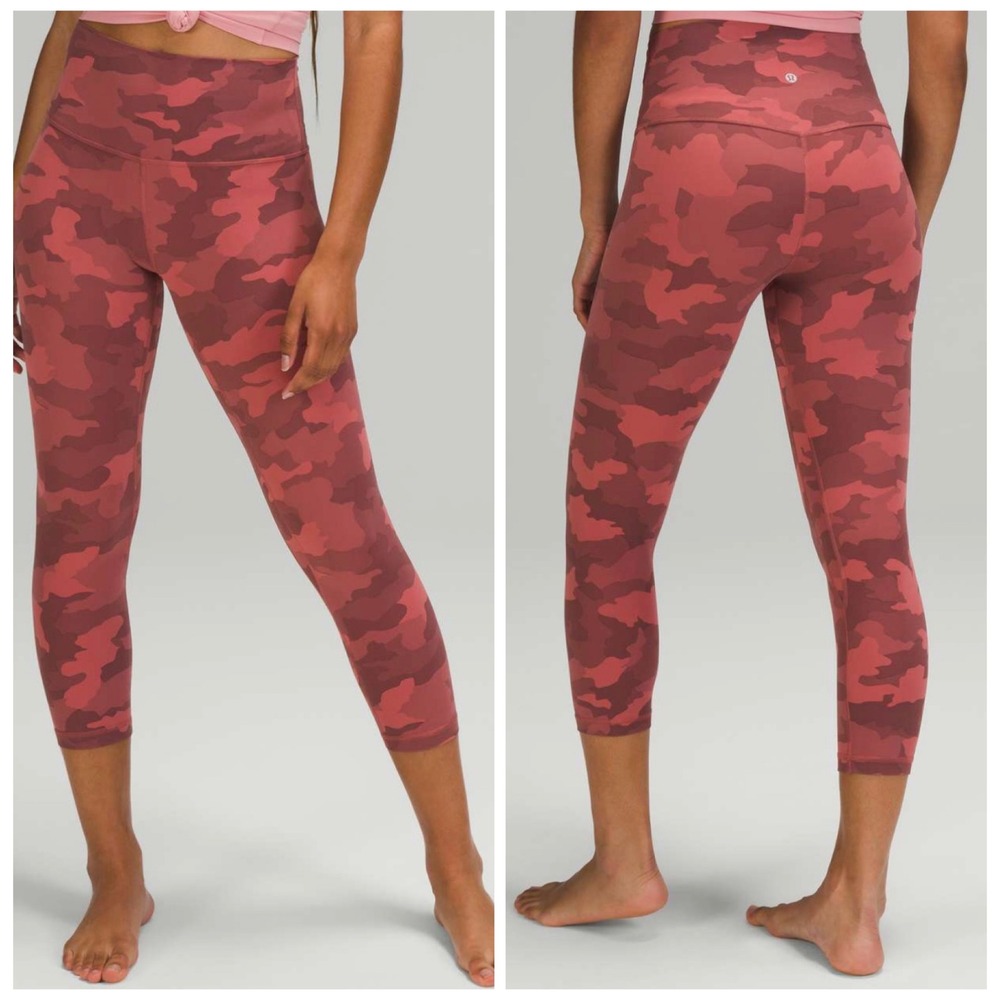 Lululemon Align Crop 21 Heritage 365 Camo Brier Rose Multi Pink Size 20 NWOT